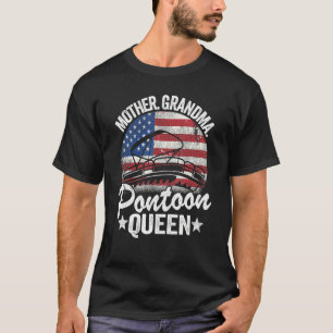 Mother Grandma Pontoon Queen Mum American Flag Wom T-Shirt