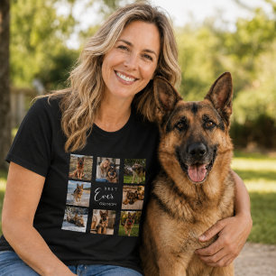 Mother GSD dog mum photo collage black T-Shirt