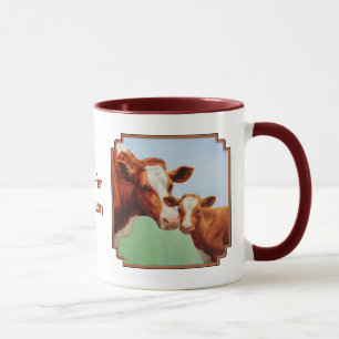 Mother Guernsey Cow and Cute Calf Mug