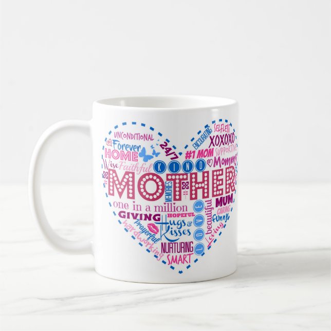 Mother Heart Word Art Mug (Left)