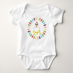 MOTHER HEN AND BABY CHICKS BABY BODYSUIT