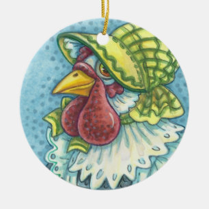Mother Hen, CHICKEN FARMER HOLIDAY ORNAMENT Round