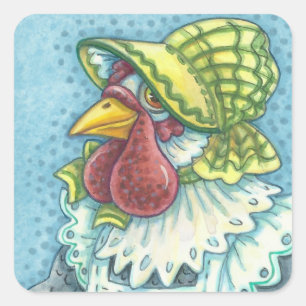 Mother Hen, FARM CHICKEN STICKERS Square * Sheet