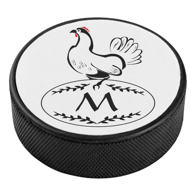 Mother Hen Nesting on aMonogram Egg Hockey Puck (3/4)
