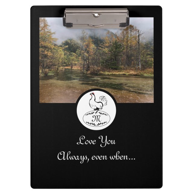 Mother Hen Nesting w Monogram Egg Photo Clipboard (Front)