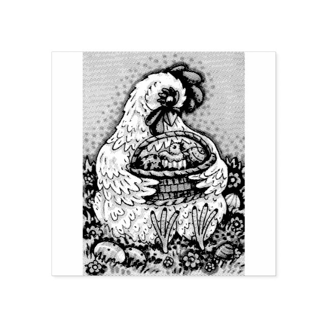 MOTHER HEN"S EASTER BASKET CHICK RUBBER STAMP (Imprint)