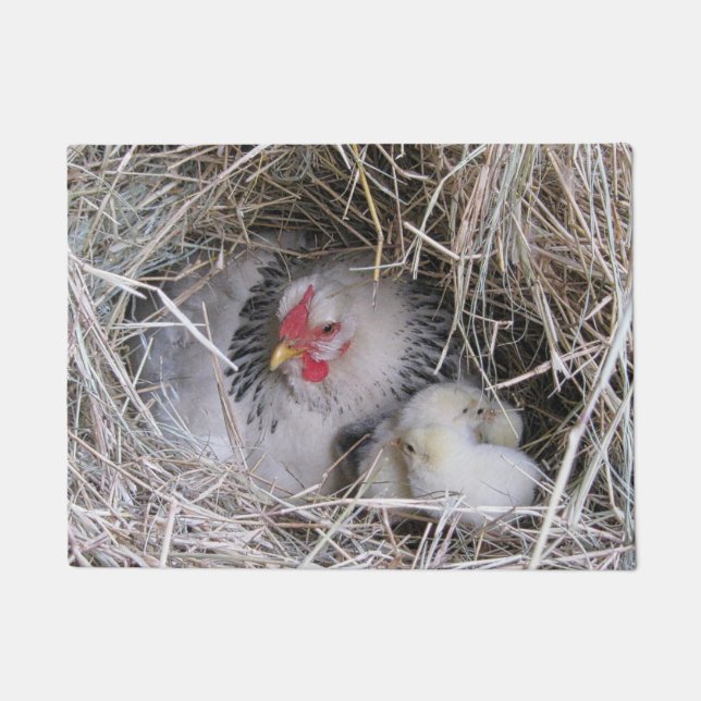 Mother Hen with New Chicks Doormat (Front)