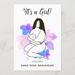 *~* Mother Holding Baby Floral Baby Shower Girl Invitation