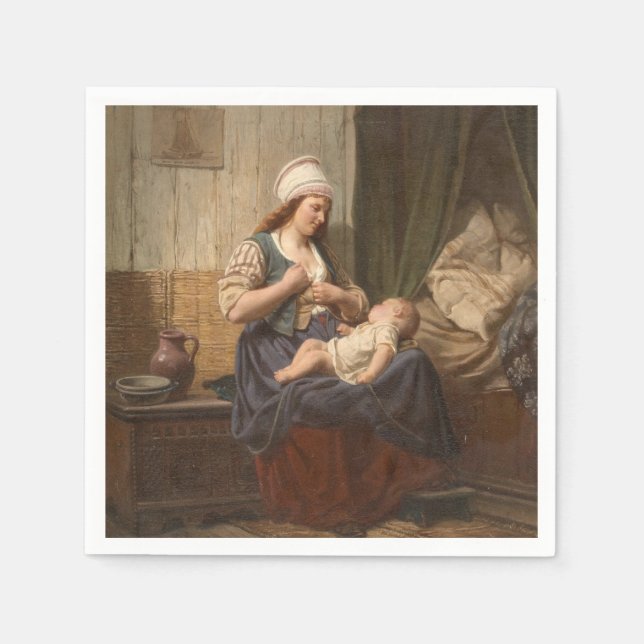 Mother Holding Her Child (by Rudolf Jordan) Napkin (Front)