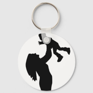 Mother Holding Son Silhouette Mother's Day Key Ring
