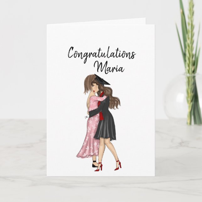 Mother Hugging Her Graduate Graduation Greeting Card (Front)