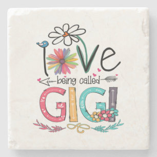 Mother I Love Being Called Gigi Sunflower Birthday Stone Coaster