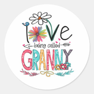 Mother I Love Being Called Granny Sunflower Birth Classic Round Sticker