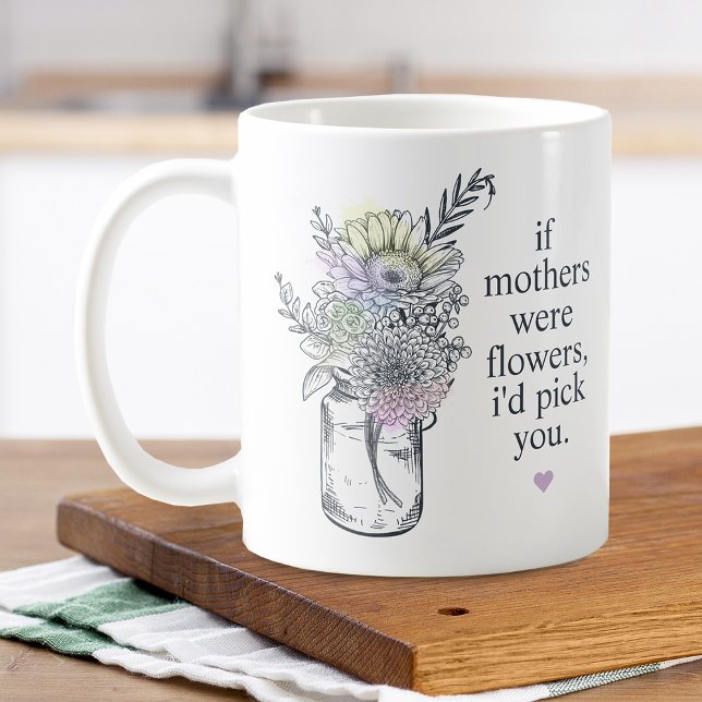 Mother I'd Pick You Wildflowers Mason Jar Coffee Mug (Mother I'd Pick You Wildflowers Mason Jar Coffee Mug)