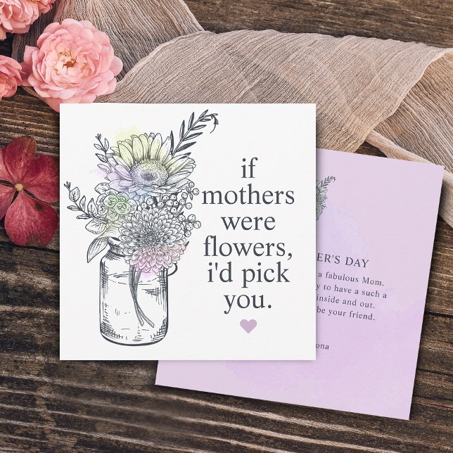 Mother I'd Pick You Wildflowers Mason Jar Holiday Card (Mother I'd Pick You Wildflowers Mason Jar Holiday Card)