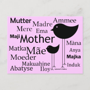 Mother in different languages postcard