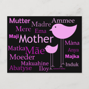 Mother in different languages postcard