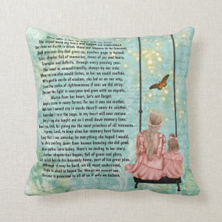 Mother in heaven sitting on swing poem photo cushion