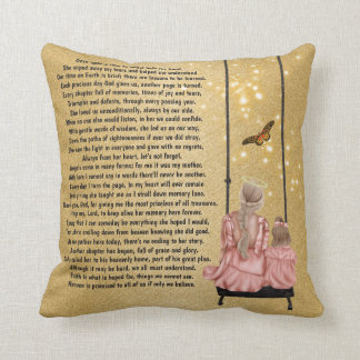 Mother in heaven sitting on swing poem photo gold cushion