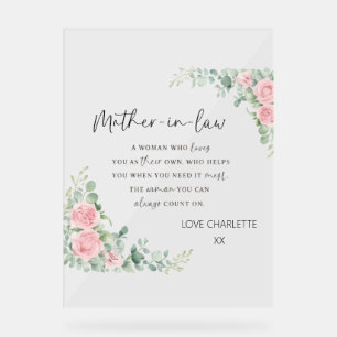Mother In Law Acrylic Block Gift For Mother in L Sign