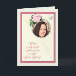 Mother-in-law, add a photo,birthday with a rose card<br><div class="desc">A beautiful birthday day card that you can make extra special by adding a picture. A pink rose and jewelled frame for you to personalise a card for a mother-in-law. A lovely verse inside completes this birthday card for a mother-in-law.</div>