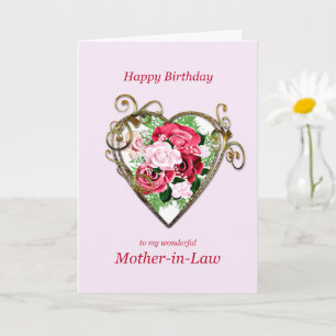 Mother-in-Law Birthday Antique Painted Roses Card