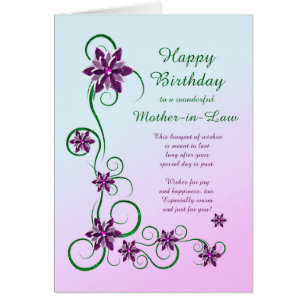 Mother-in-Law Birthday with Scrolls and Flowers 