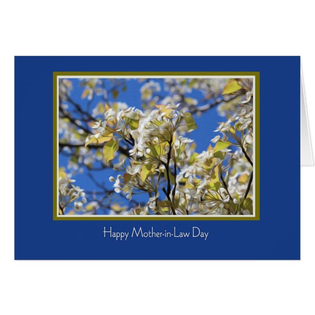 Mother-in-Law Day White Cherry Blossoms Card (Front Horizontal)