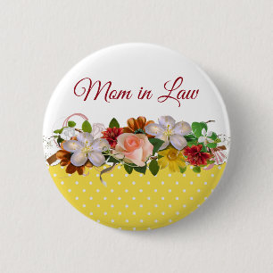 Mother in Law Floral Bouquet Wedding Button