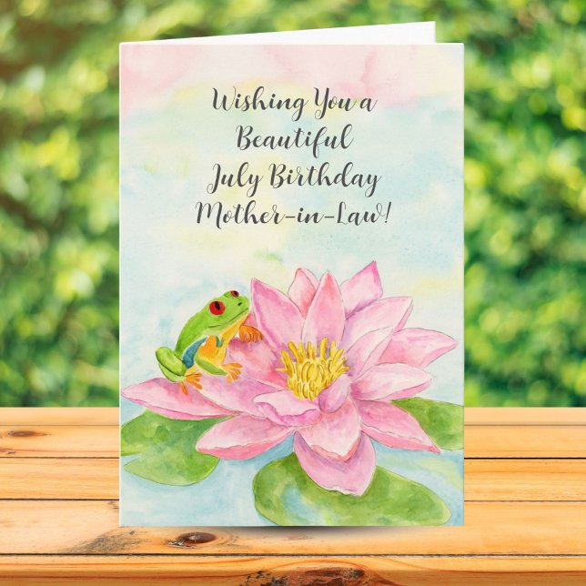 Mother-in-Law Happy July Birthday with Waterlily Card (Creator Uploaded)