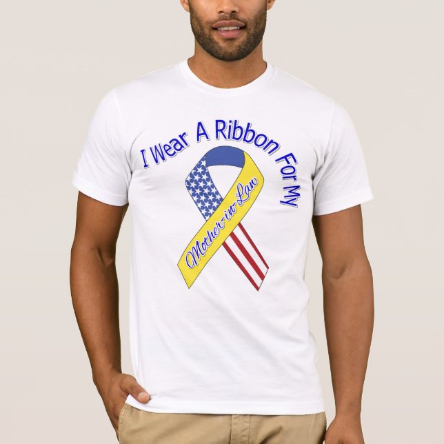 Mother-in-Law - I Wear A Ribbon Military Patriotic T-Shirt (Front)