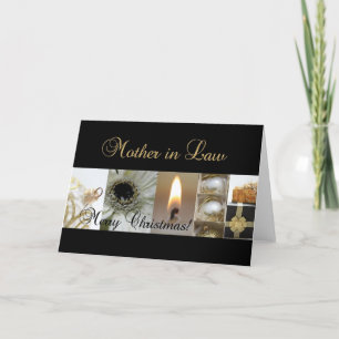 Mother in Law Merry Christmas black gold christma Holiday Card