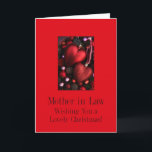 mother in law Merry Christmas card<br><div class="desc">Christmas 'Tis the season to party and celebrate: Merry Christmas! Surprise your nearest and dearest, your friends, co-workers, neighbours or even your boss with a special card. Many different designs available: from a modern collage photography card, mixing ornaments and winter landscapes, a classic vintage christmas theme or a more modern...</div>