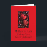 mother in law Merry Christmas card<br><div class="desc">Christmas 'Tis the season to party and celebrate: Merry Christmas! Surprise your nearest and dearest, your friends, co-workers, neighbours or even your boss with a special card. Many different designs available: from a modern collage photography card, mixing ornaments and winter landscapes, a classic vintage christmas theme or a more modern...</div>