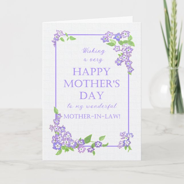 Mother-in-Law Mother's Day Mauve Flowers Card (Front)