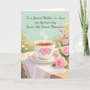 Mother-in-Law Mothers Day Sweet Moments Rose Teacu Card