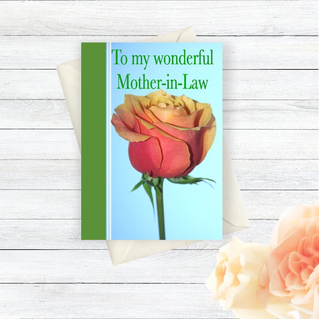 Mother-in-Law Mother's Day With Rose Greeting Card (Creator Uploaded)