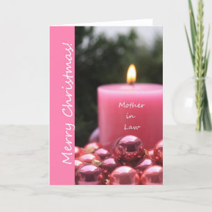 Mother in Law  pink ornament christmas card