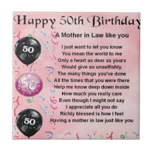 Mother in Law Poem  -  50th Birthday Tile