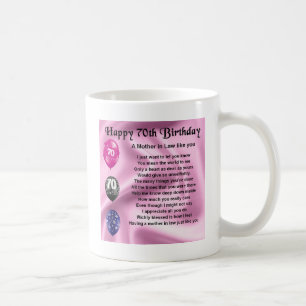 Mother in Law Poem - 70th Birthday Coffee Mug