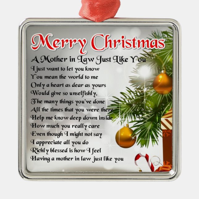 Mother in Law Poem - Christmas design Metal Ornament (Front)
