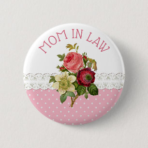 Mother in Law Rose Bouquet Wedding Button