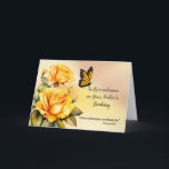 Mother in Remembrance Birthday Religious Roses Card<br><div class="desc">Celebrate the life of someone’s beloved mother on her birthday with this thoughtful card of remembrance. The soft watercolor background sets the tone for a beautiful design with yellow roses and a monarch butterfly, symbolising grace and transformation. The scripture, "The Lord bless you and keep you" from Numbers 6:24, offers...</div>
