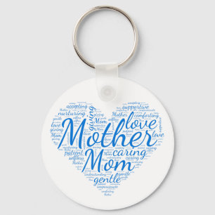 Mother Inspirational Heart Love Words Large Key Ring