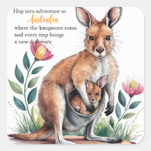 Mother Kangaroo Square Sticker