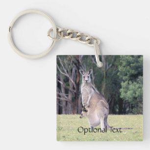 Mother Kangaroo with Baby Joey in Her Pouch Key Ring