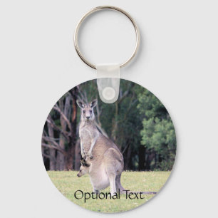 Mother Kangaroo with Baby Joey in Her Pouch Key Ring