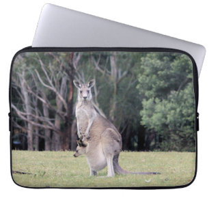 Mother Kangaroo with Baby Joey in Her Pouch Laptop Sleeve