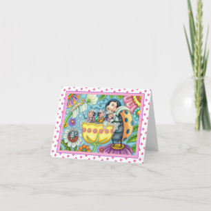 MOTHER LADYBUG & CHILDREN, TULIP BUBBLE BATH Blank Card