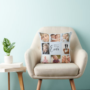Mother light blue photo collage  cushion